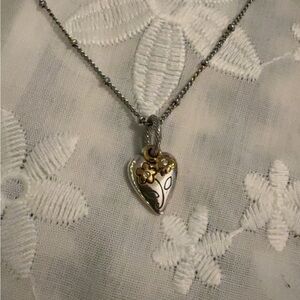 Brighton Silver and Gold Floral Heart Necklace